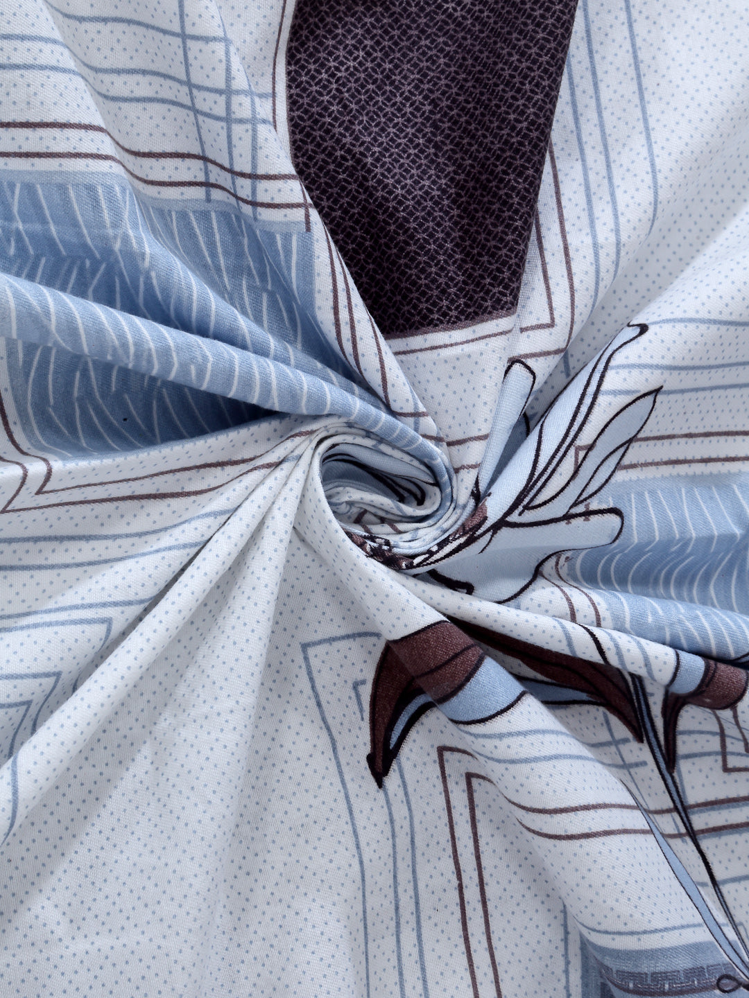 Arrabi White Floral TC Cotton Blend King Size Bedsheet with 2 Pillow Covers (250 X 220 cm)