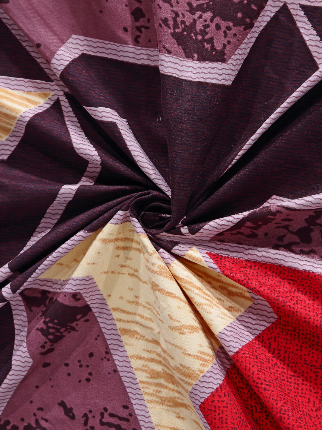 Arrabi Brown Abstract TC Cotton Blend Single Size Fitted Bedsheet with 1 Pillow Cover (220 X 150 cm)
