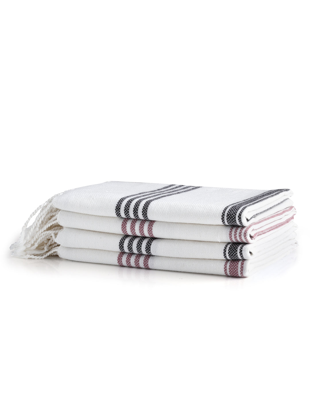 Arrabi Multi Solid Handwoven Cotton Hand Towel (Set of 4) (90 X 35 cm)