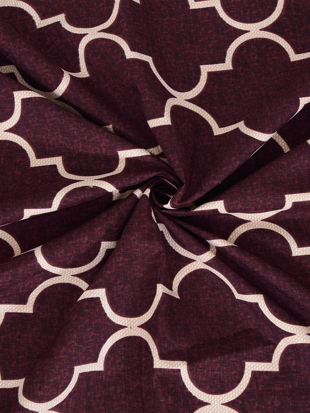 Arrabi Brown Graphic TC Cotton Blend Single Size Fitted Bedsheet with 1 Pillow Cover (220 X 150 cm)