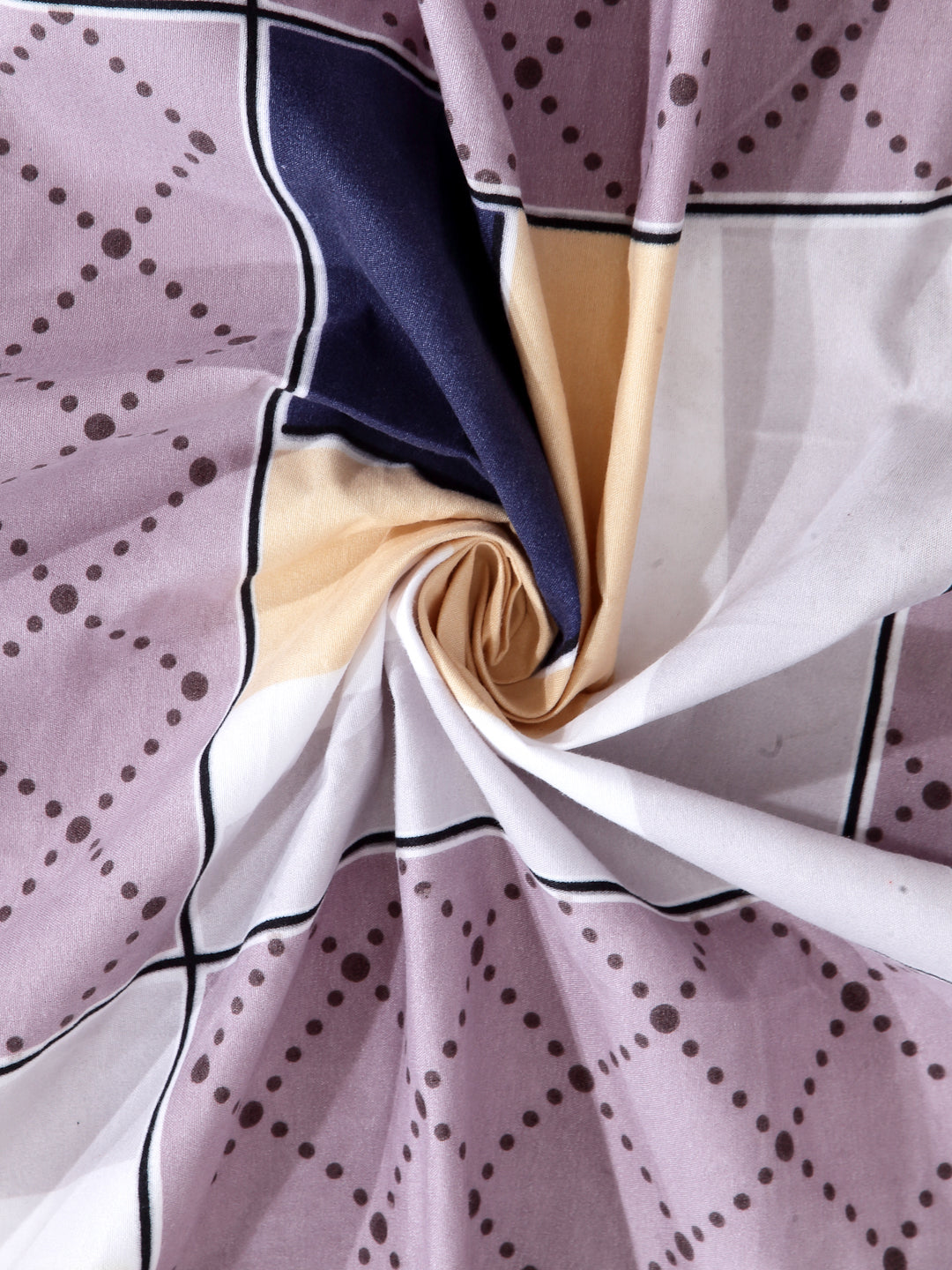 Arrabi Multi Geometric TC Cotton Blend Single Size Fitted Bedsheet with 1 Pillow Cover (220 X 150 cm)
