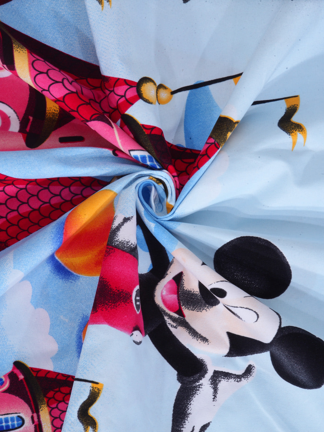 Arrabi Multi Cartoon TC Cotton Blend Double Size Bedsheet with 2 Pillow Cover