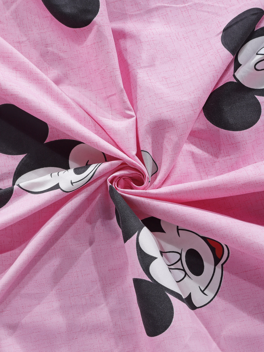 Arrabi Pink Cartoon TC Cotton Blend Single Size Bedsheet with 1 Pillow Cover (220 X 150 cm)