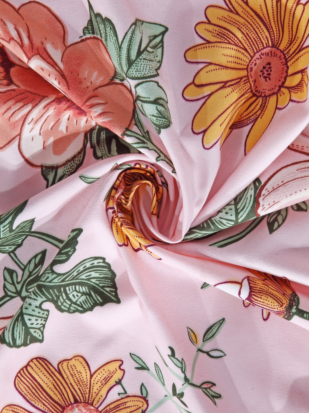 Arrabi Multi Floral TC Cotton Blend Single Size Bedsheet with 1 Pillow Cover (220 X 150 cm)