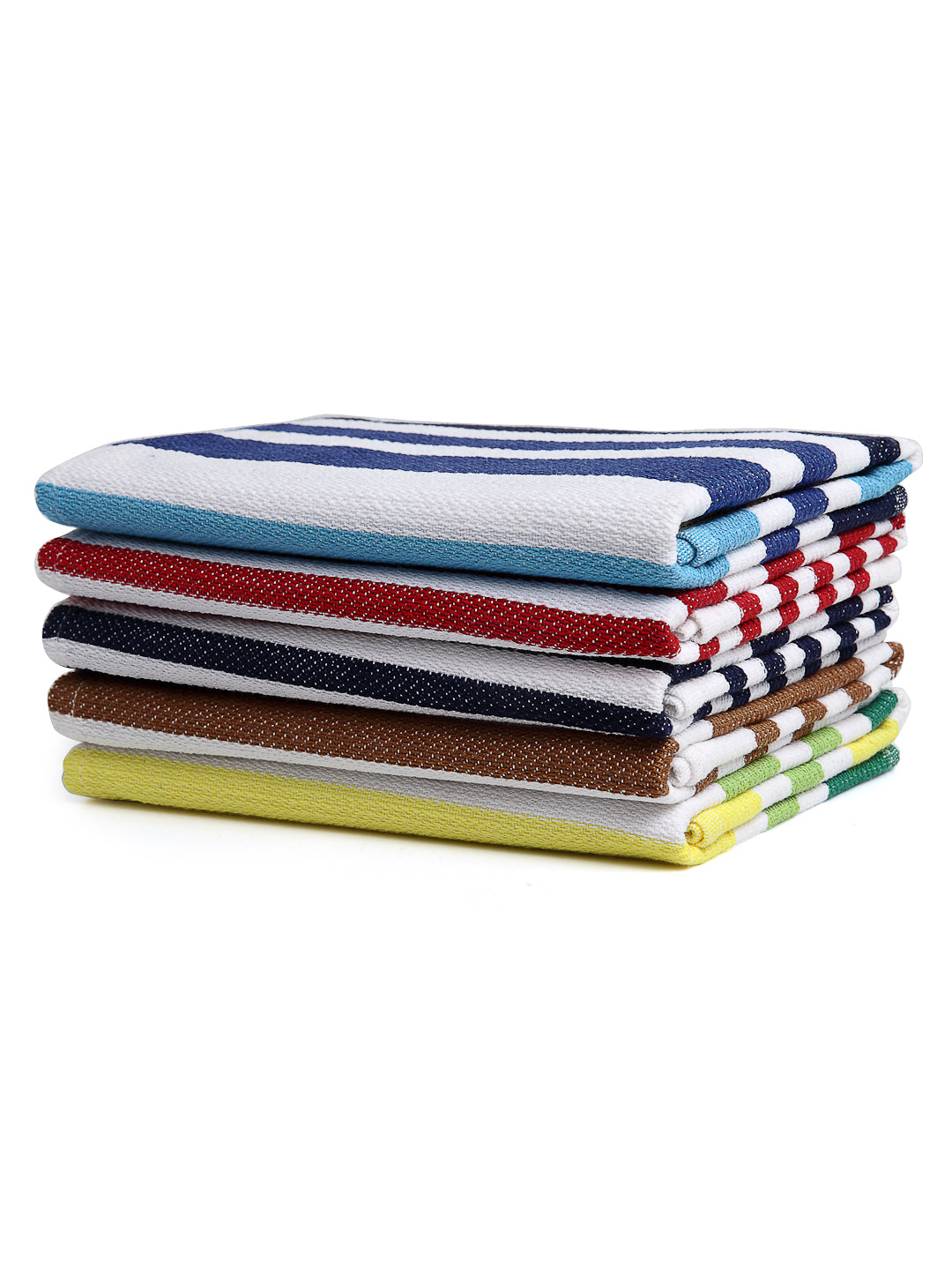 Arrabi Multi Stripes Handwoven Cotton Hand Towel (Set of 5) (85 X 35 cm)
