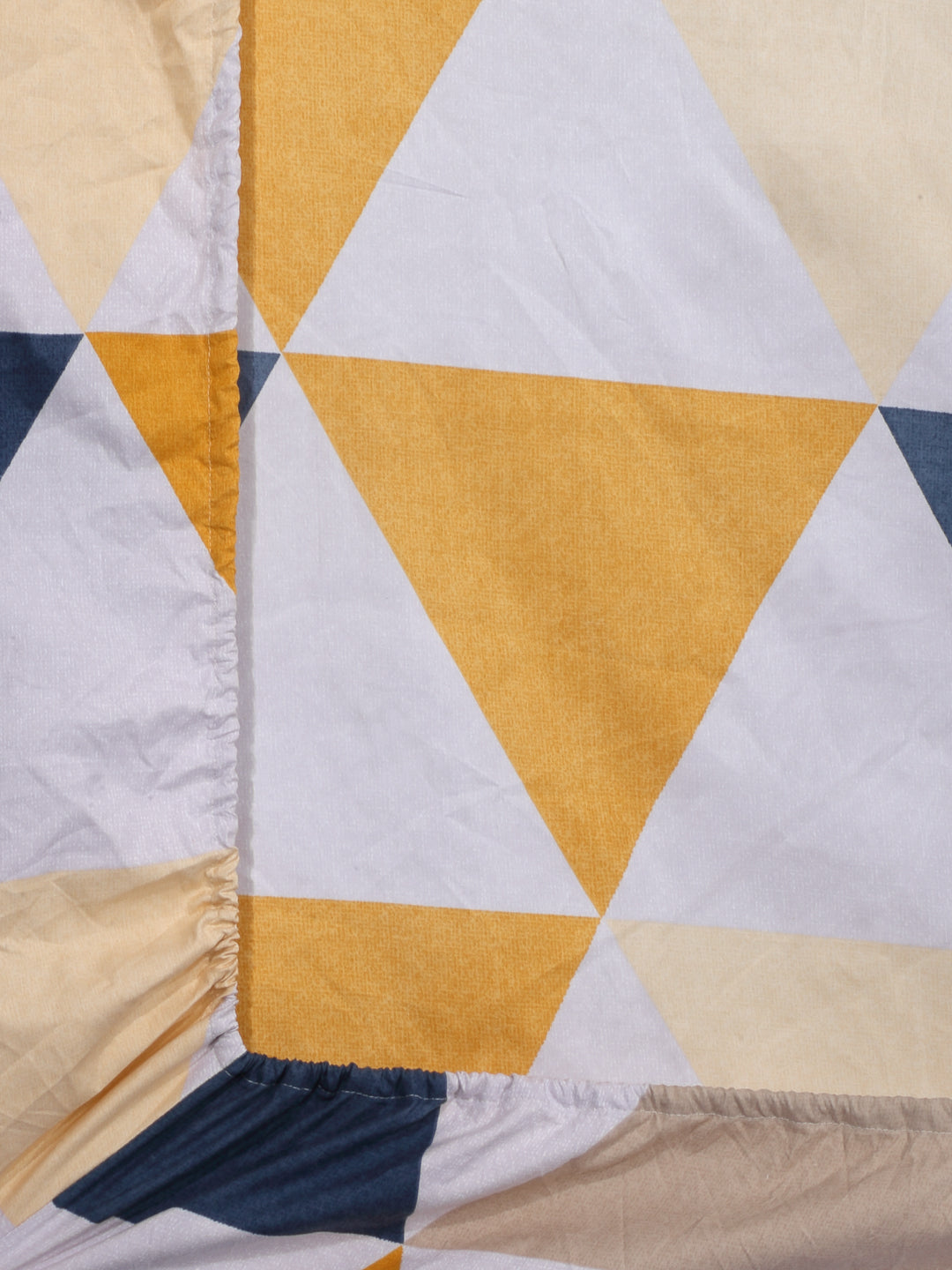 Arrabi Multi Geometric TC Cotton Blend Double King Size Fitted Bedsheet with 2 Pillow Covers (270 X 260 cm)