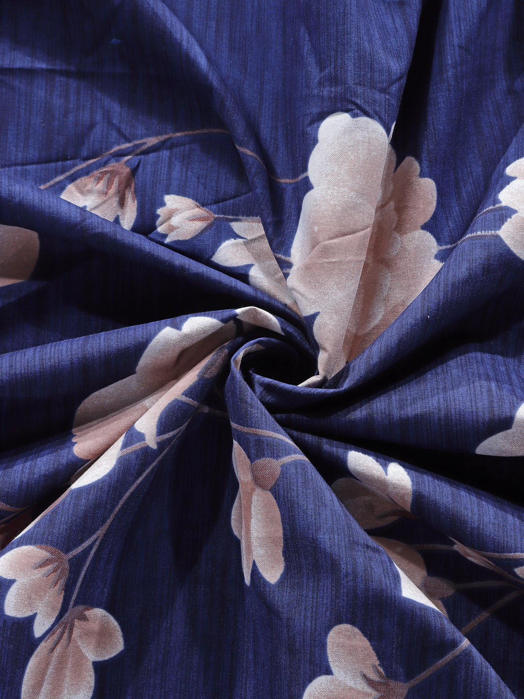Arrabi Blue Floral TC Cotton Blend Single Size Bedsheet with 1 Pillow Cover (220 X 150 cm)