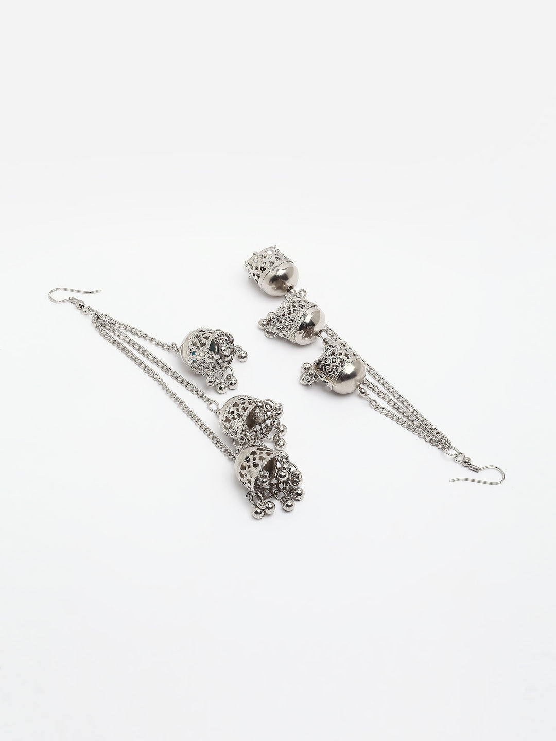 Arrabi Metallic Oxidised Earrings (Set of 2) (10 cm)