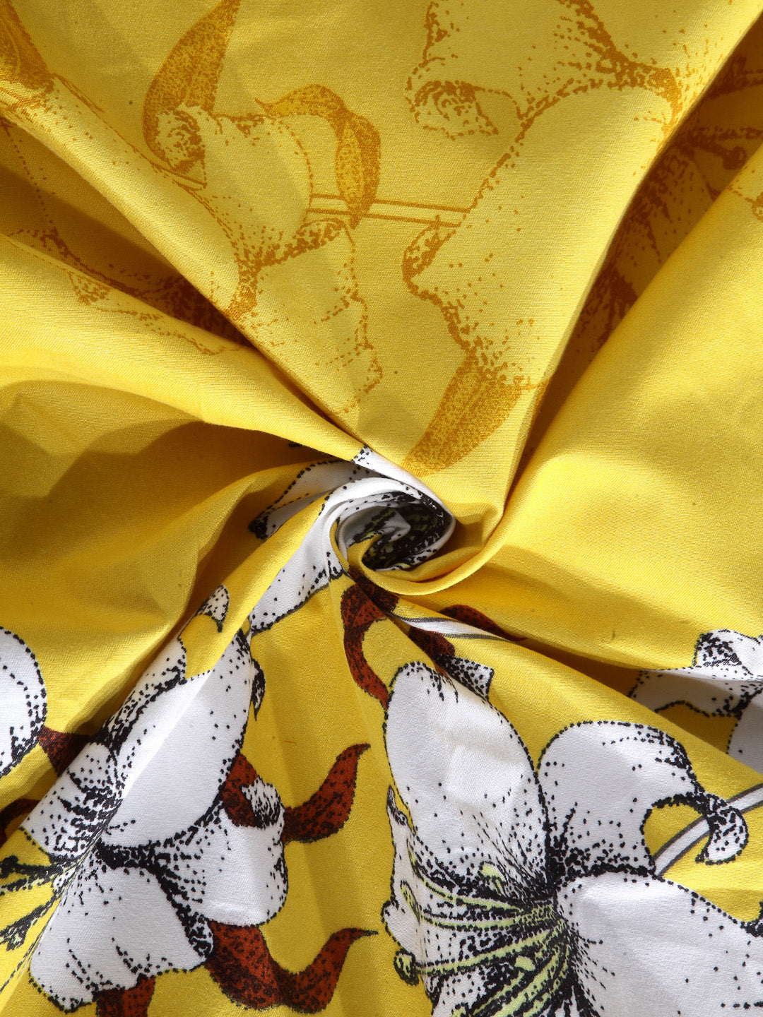 Arrabi Yellow Floral TC Cotton Blend Single Size Fitted Bedsheet with 1 Pillow Cover (220 X 150 cm)
