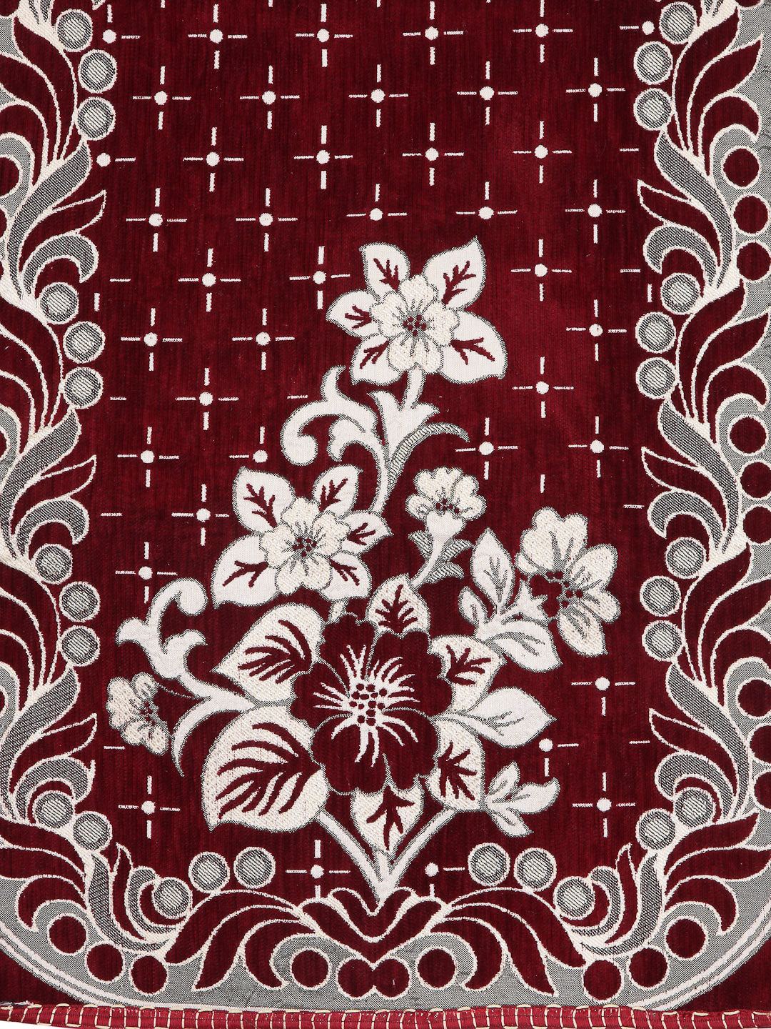 Arrabi Red Floral TC Cotton Blend Double 5 Seater Sofa Covers (165 X 65 cm)