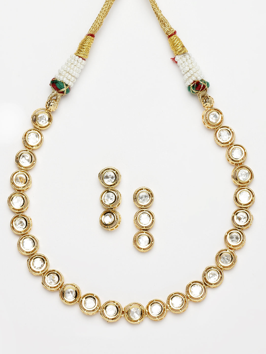 Arrabi Gold Handcrafted Jewellery Set with 2 Earrings(30 cm)