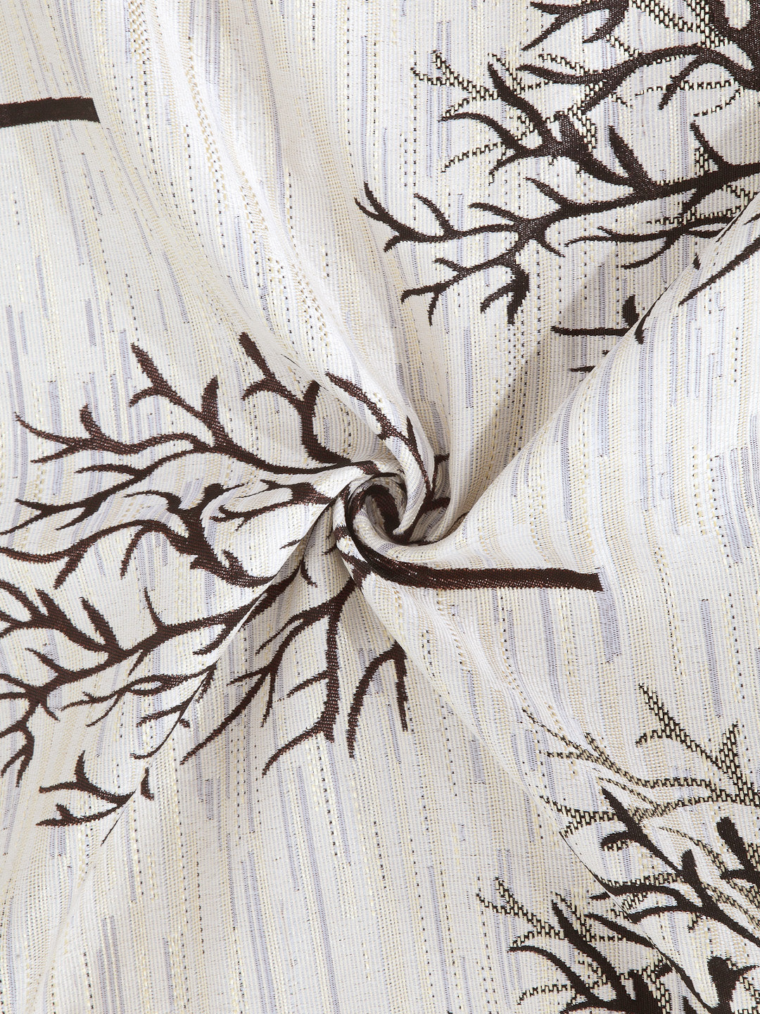 Arrabi Brown Tree Print TC Cotton Blend Set of 2 Long Door Curtains (275 X 120 cm)