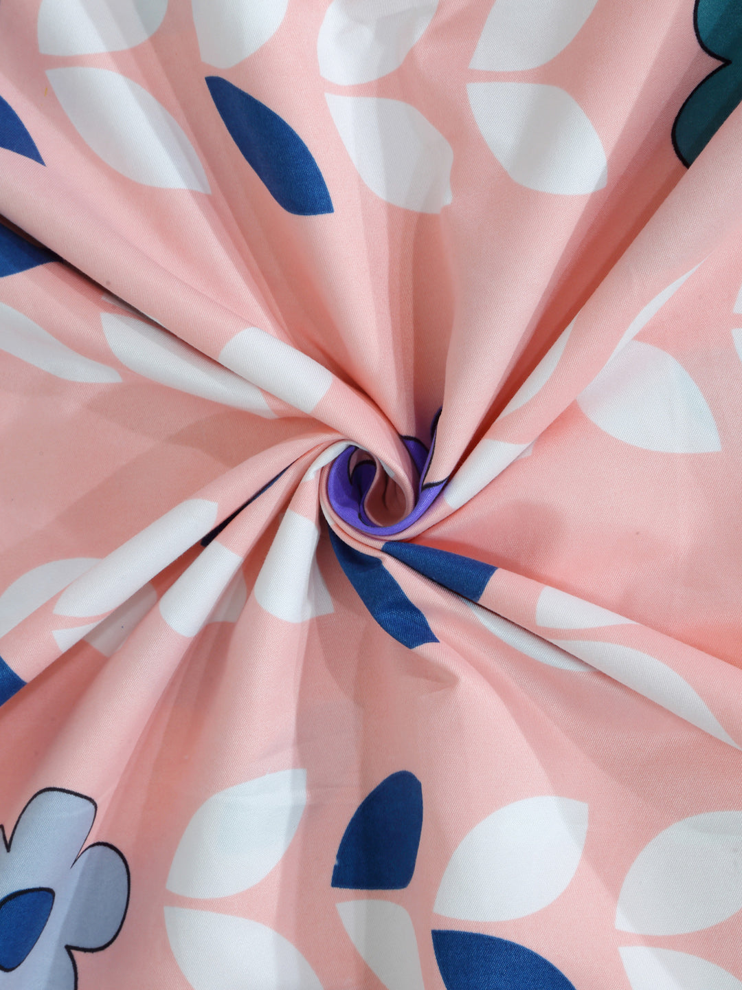 Arrabi Pink Leaf TC Cotton Blend Super King Size Bedsheet with 2 Pillow Covers (270 X 260 cm)