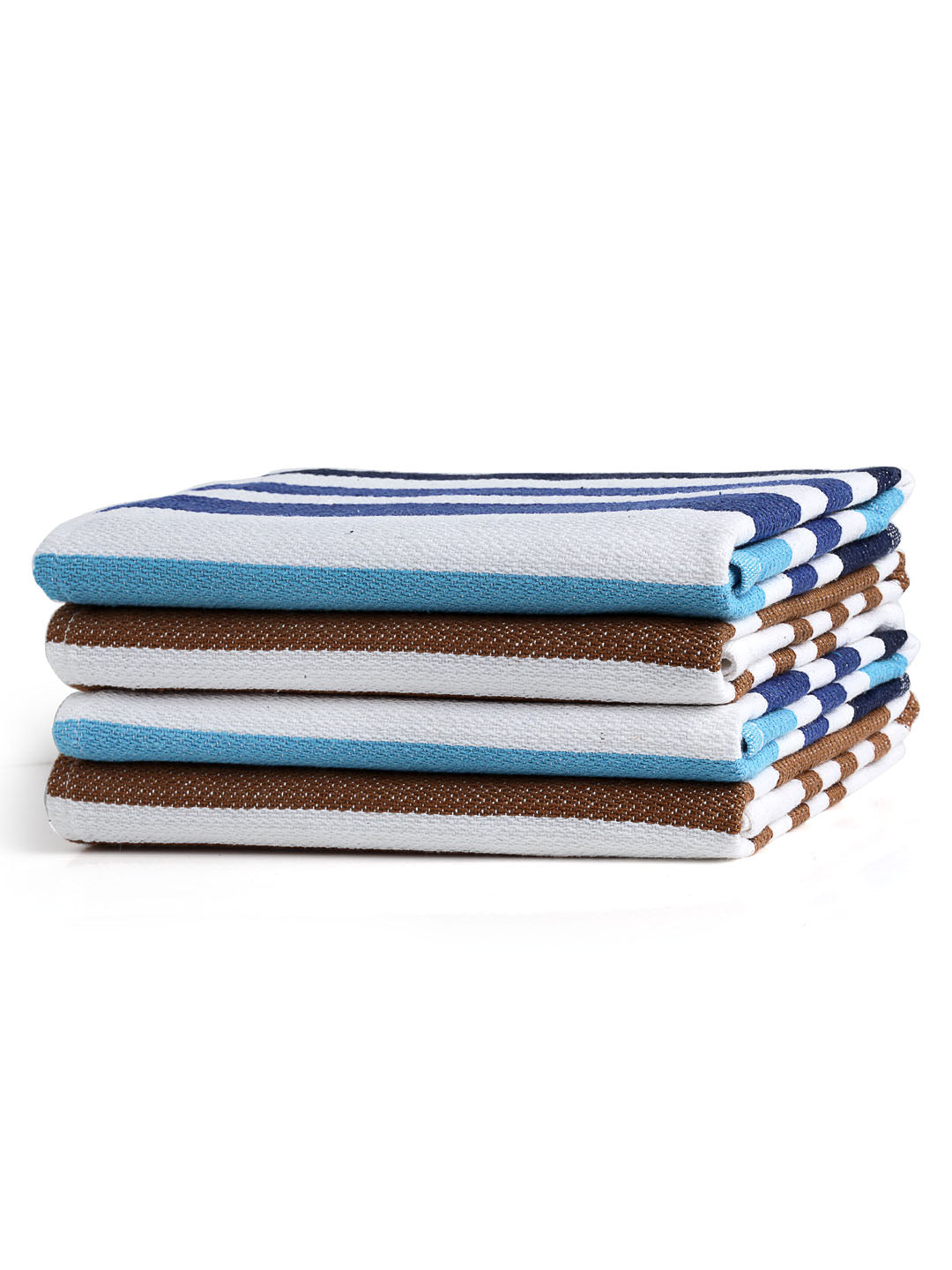 Arrabi Multi Stripes Handwoven Cotton Hand Towel (Set of 4) (85 X 35 cm)