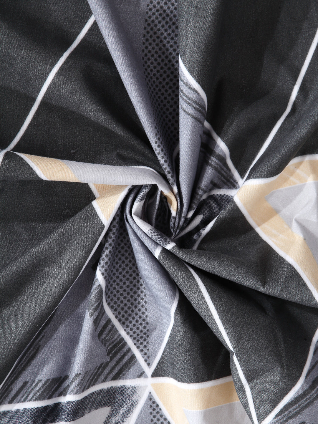 Arrabi Grey Geometric TC Cotton Blend Double Size Bedsheet with 2 Pillow Covers (250 x 215 cm)
