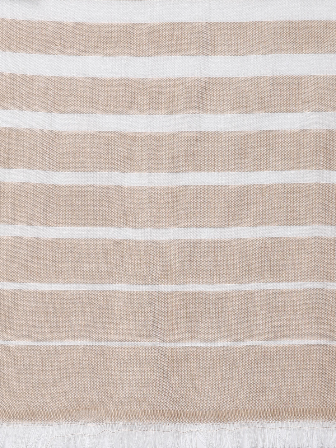Arrabi Beige Stripes Handwoven Cotton Full Size Stole (185 x 85 cm)