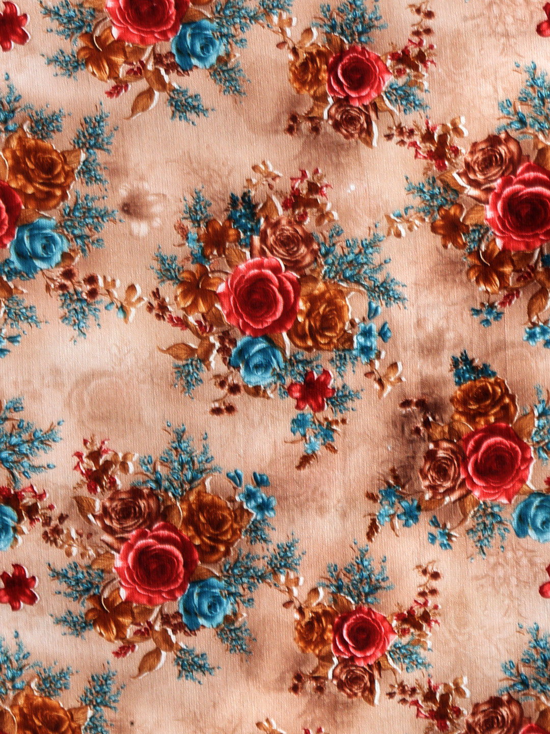 Arrabi Brown Set of 6 Floral Handwoven Chenille Diwan Set (225 x150 cm)