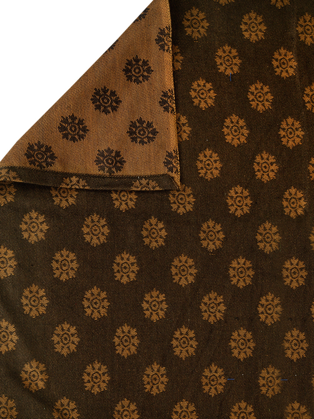Arrabi Brown Indian Handwoven Cotton Double Size Bedsheet with 2 Pillow Cover (260 x 230 cm)