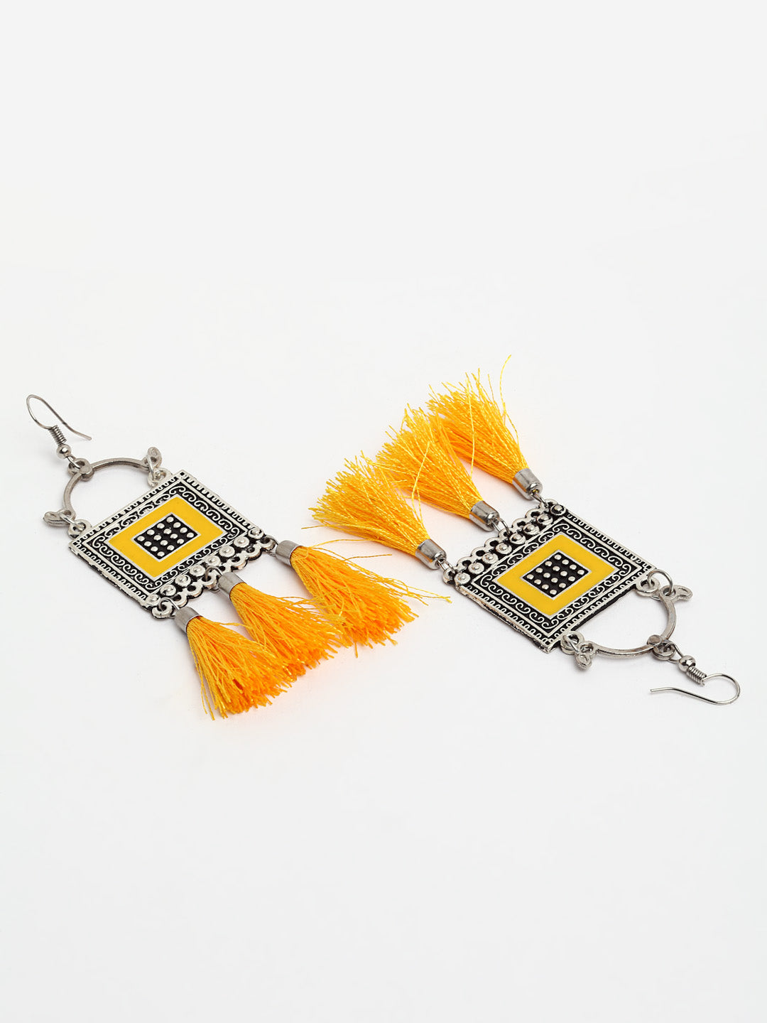 Arrabi Yellow Tasselled Jewellery Set with 2 Earrings (40 cm)
