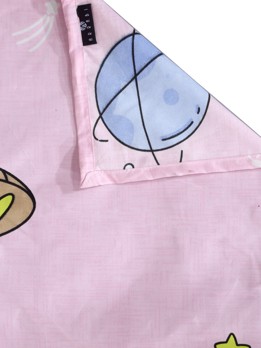 Arrabi Pink Cartoon TC Cotton Blend King Size Bedsheet with 2 Pillow Covers (250 X 215 cm)