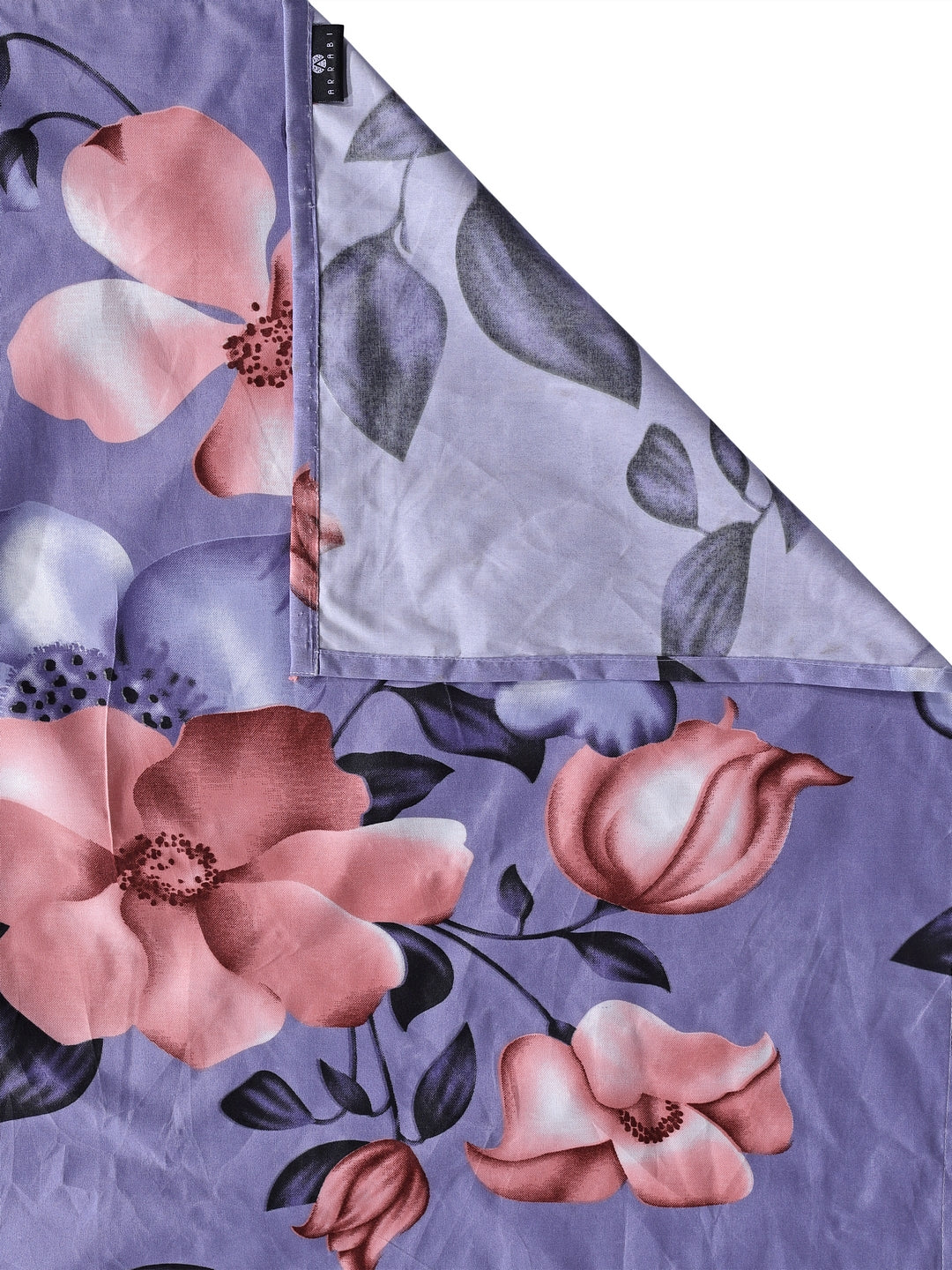 Arrabi Purple Floral TC Cotton Blend Double Size Comforter Bedding Set with 2 Pillow Cover