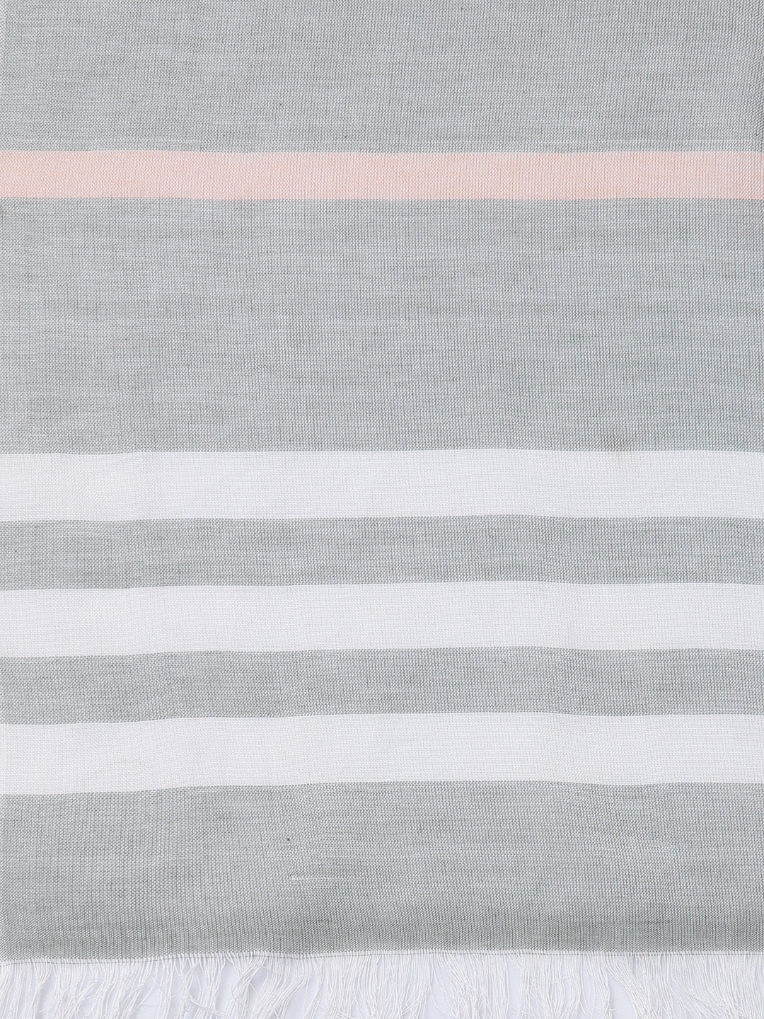 Arrabi Grey Stripes Handwoven Cotton Full Size Stole (185 x 85 cm)