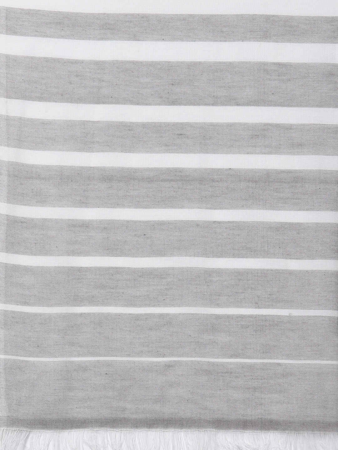 Arrabi Grey Stripes Handwoven Cotton Full Size Stole (185 x 85 cm)