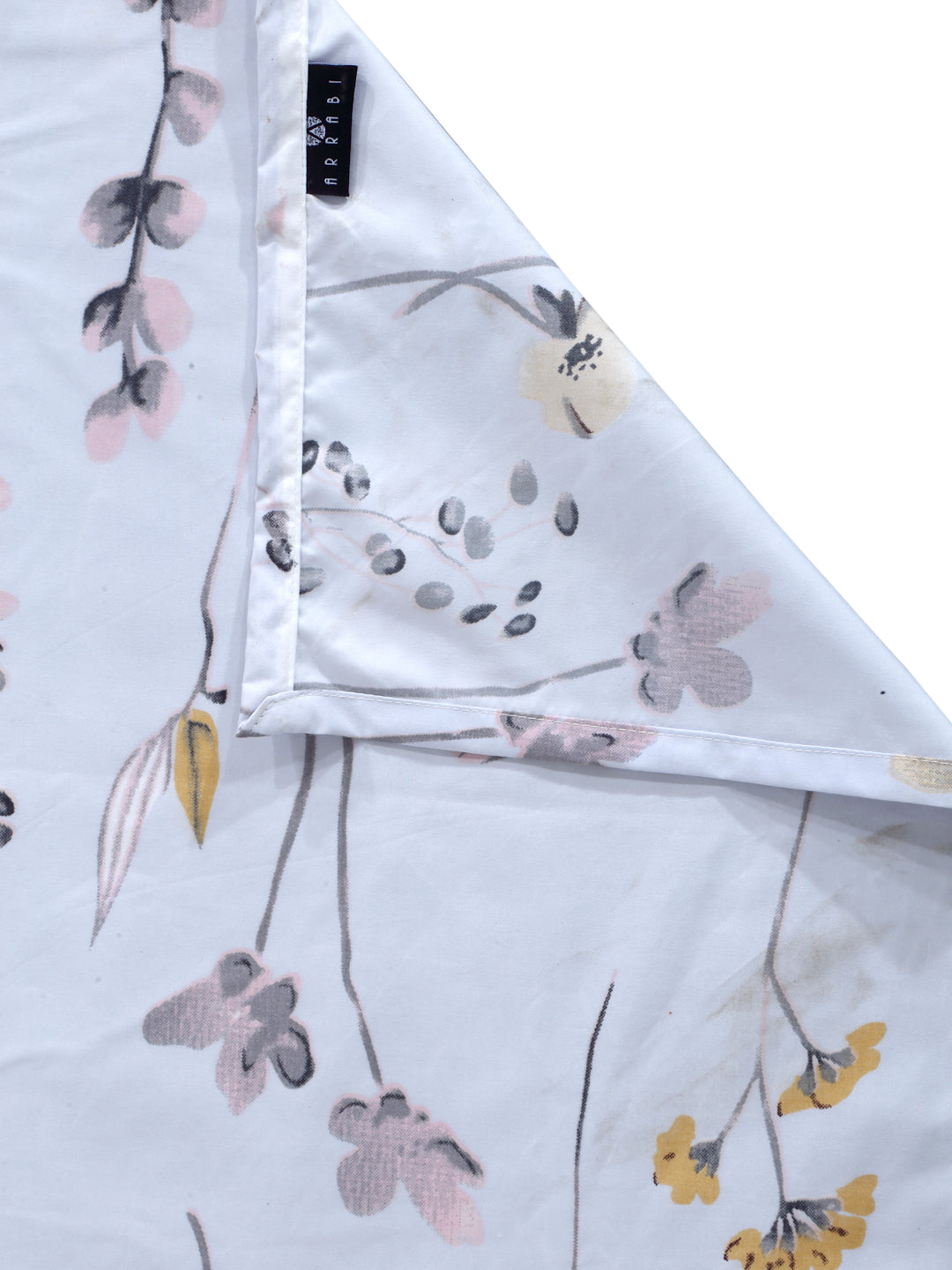 Arrabi Grey Floral TC Cotton Blend King Size Bedsheet with 2 Pillow Covers (250 X 215 cm)