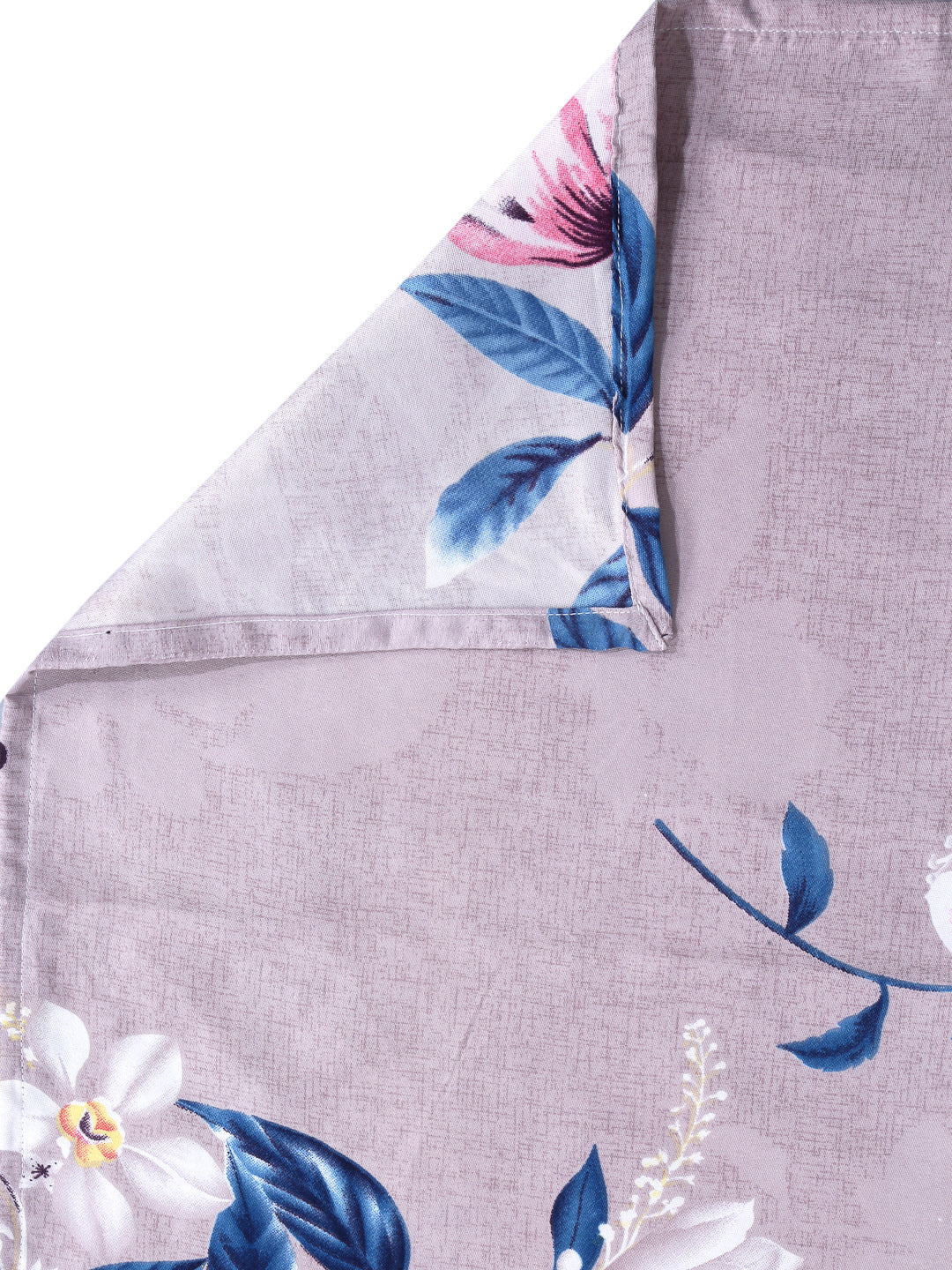 Arrabi Grey Floral TC Cotton Blend Double King Size Bedsheet with 2 Pillow Covers (270 x 260 cm)