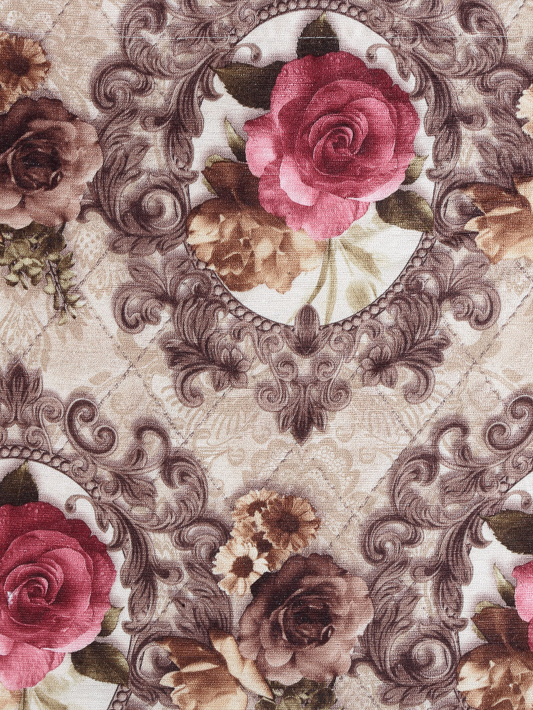 Arrabi Beige Floral TC Cotton Blend Cushion Covers (Pack of 5) (40 x 40 cm)