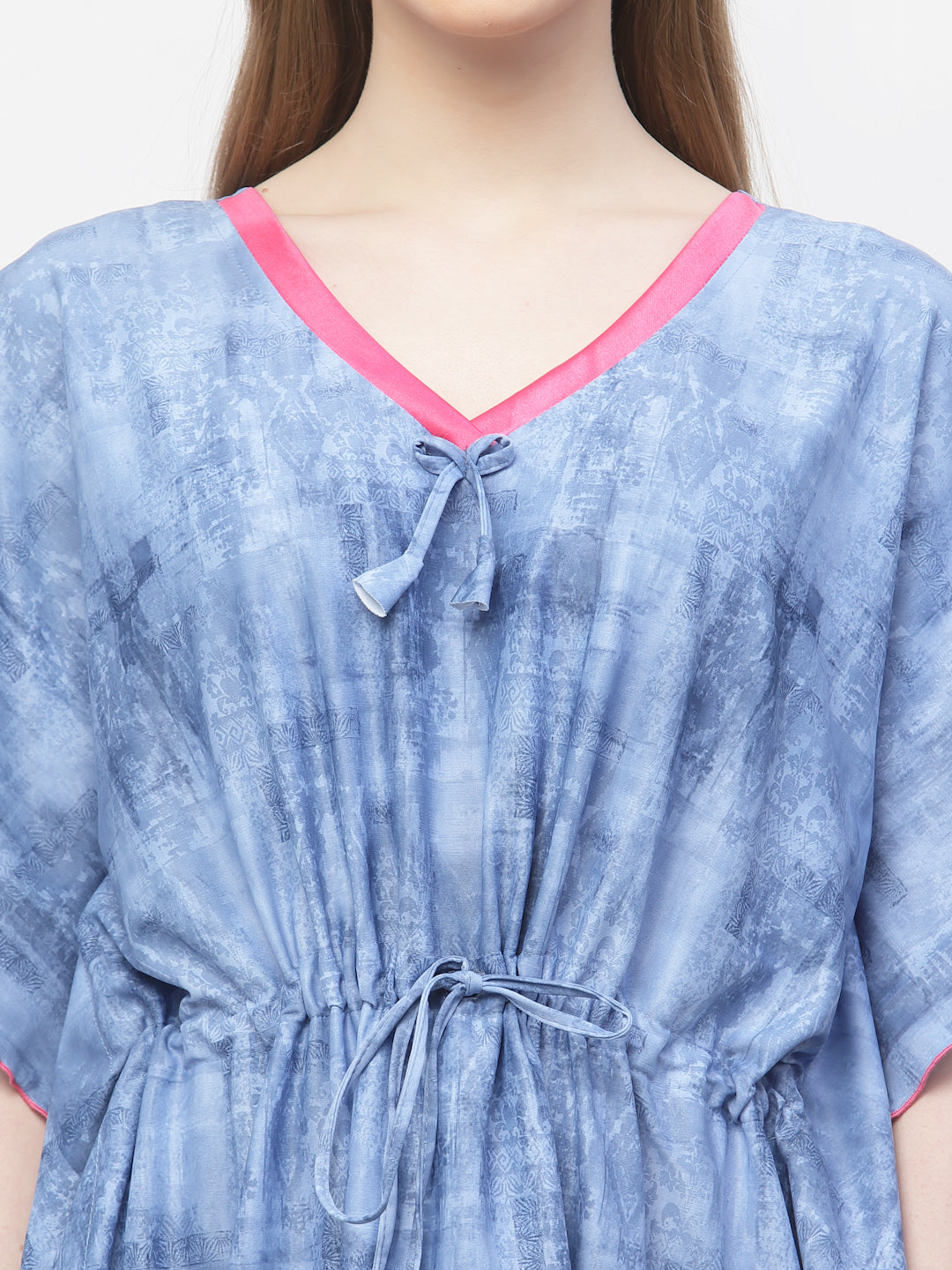Arrabi Women Blue Floral Kaftan Dress