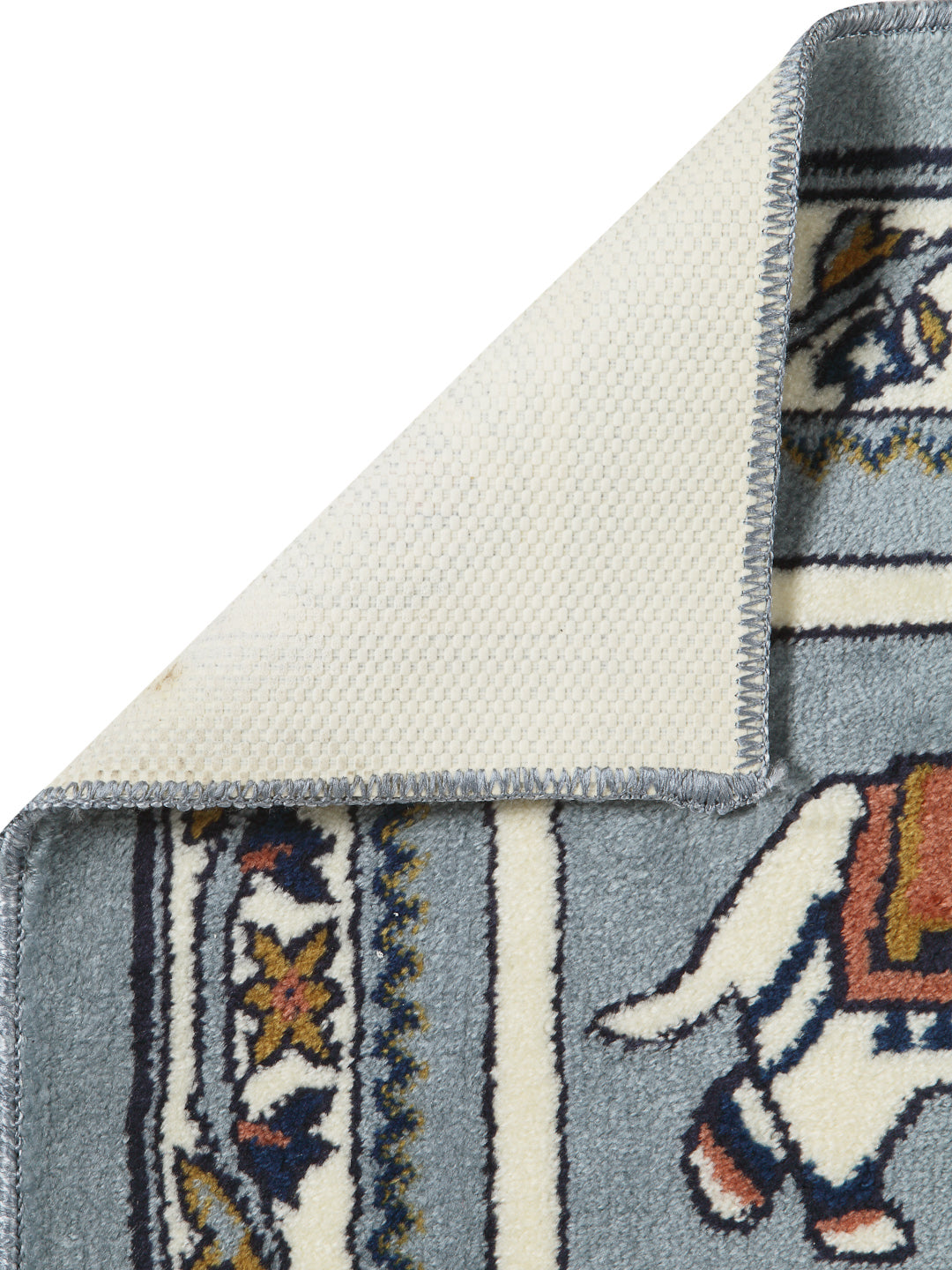 Arrabi Blue Indian Synthetic Full Size Floor Mat (60 X 40 cm) (Pack of 2)