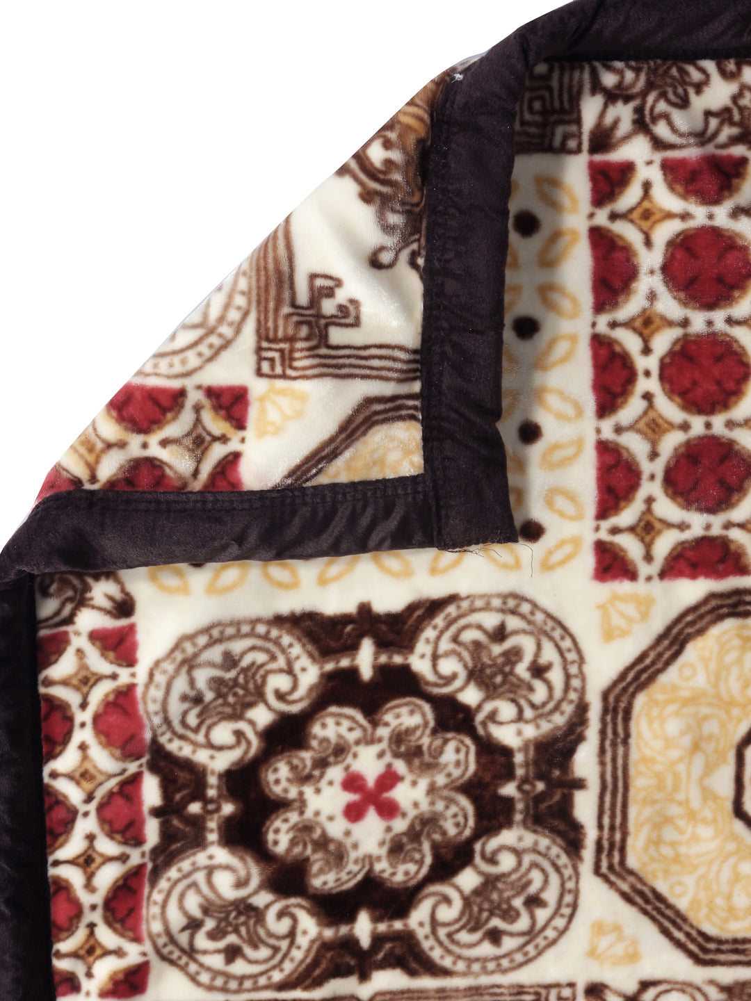 Arrabi Brown Geometric Polyester 950 GSM Full Size Single Bed Blanket (210 X 150 cm)