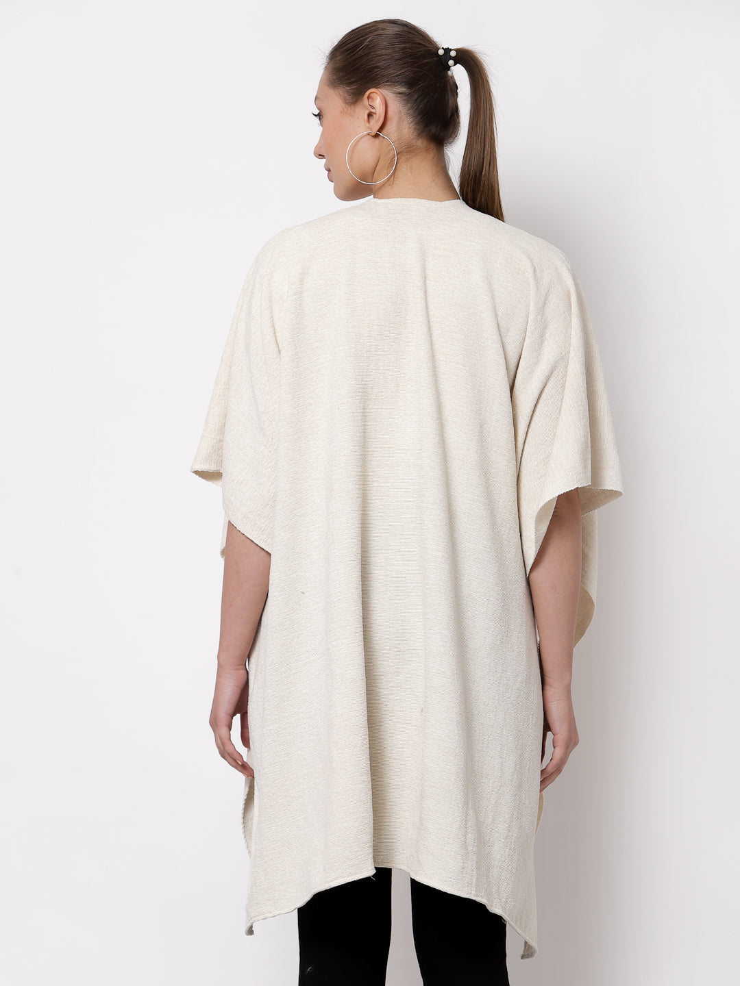 Arrabi Cream Solid Cotton Chenille Full Size Shrug (160 x 100 cm)
