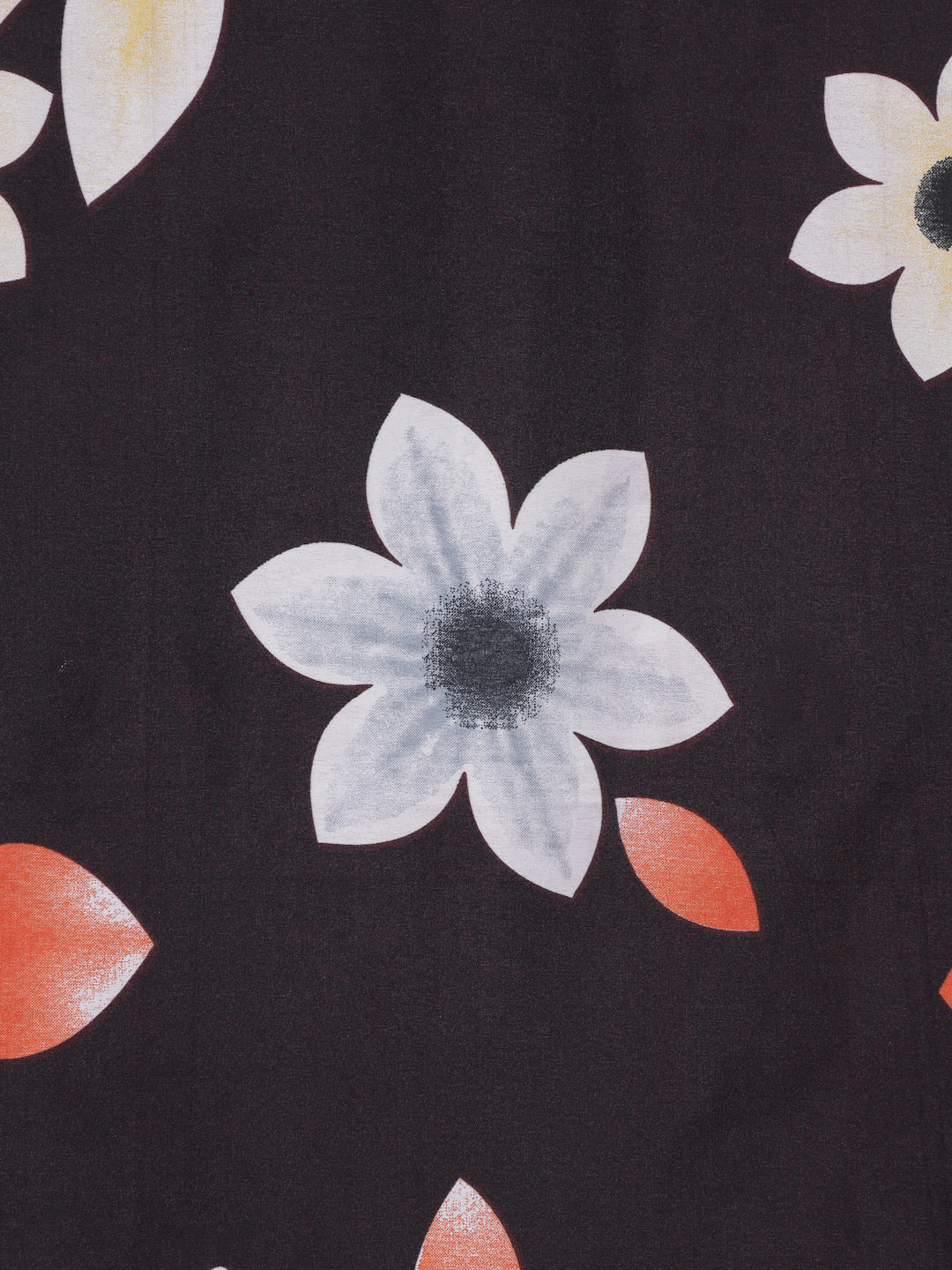 Arrabi Brown Floral TC Cotton Blend Single Size Bedsheet with 1 Pillow Cover (220 X 150 cm)