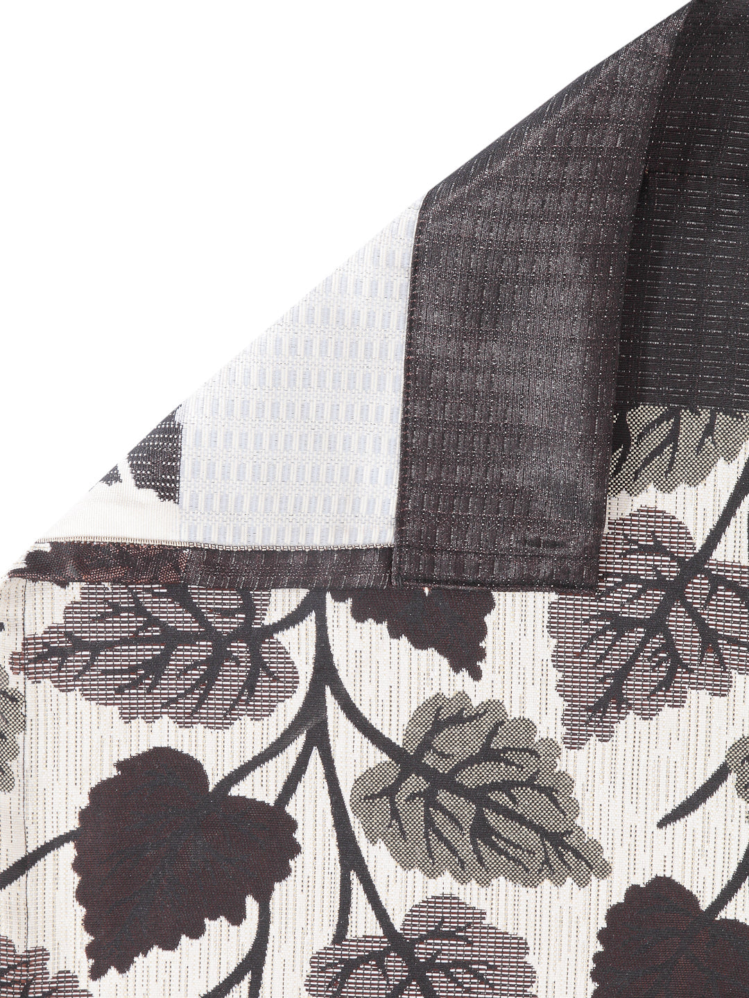 Arrabi Brown Leaf Print TC Cotton Blend Set of 2 Window Curtains (215 X 120 cm)