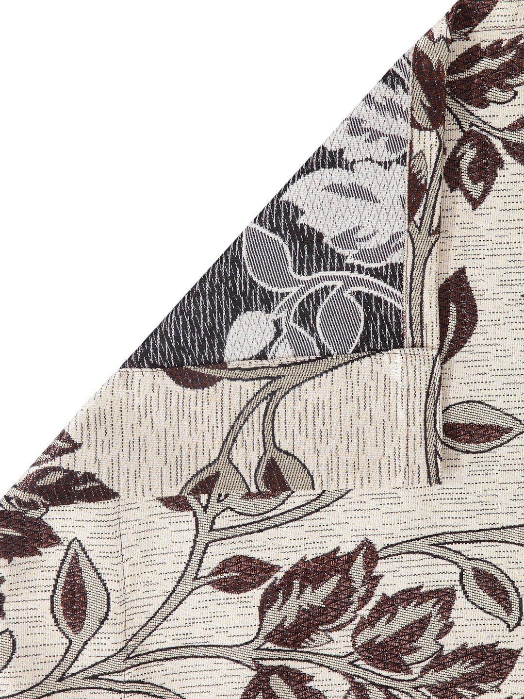 Arrabi Brown Leaf Print TC Cotton Blend Set of 2 Long Door Curtains (275 X 120 cm)