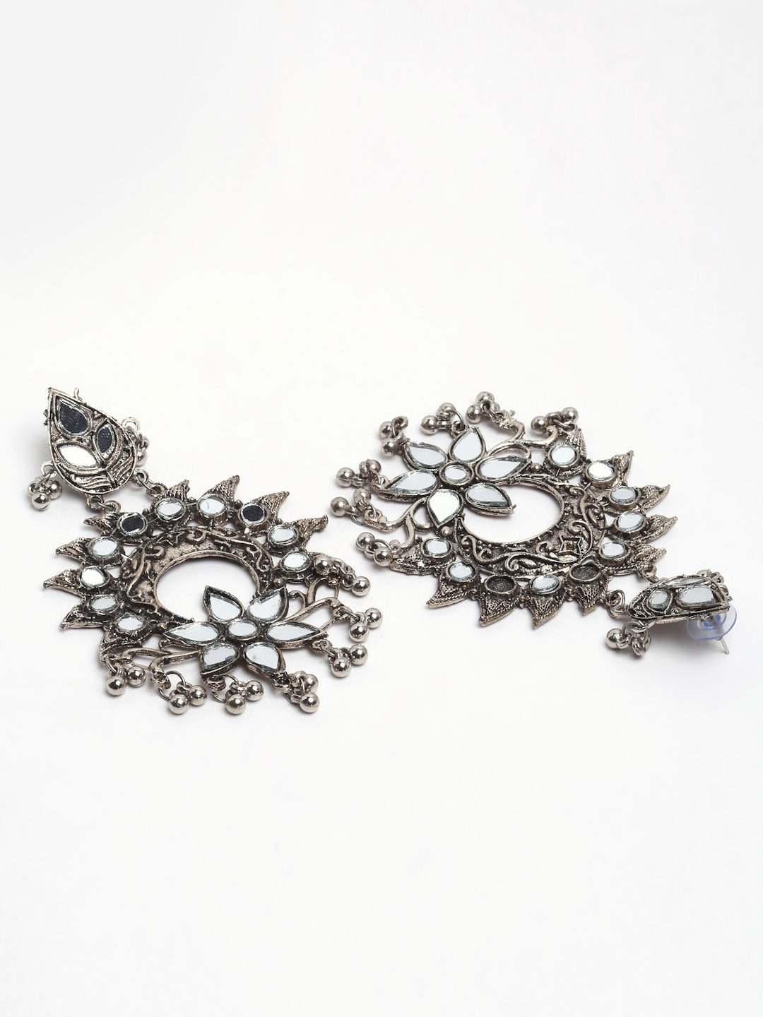Arrabi  Metallic Oxidised Jewellery Set with 2 Earrings (30 cm)