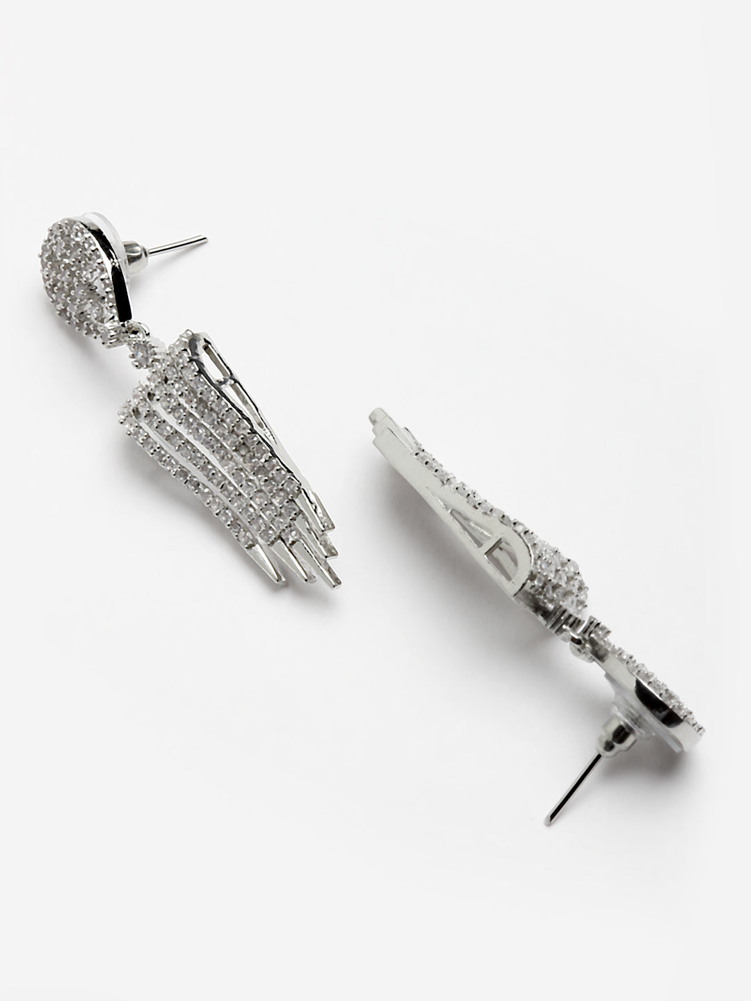 Arrabi Silver American Diamond Jewellery Set with 2 Earrings(30 cm)