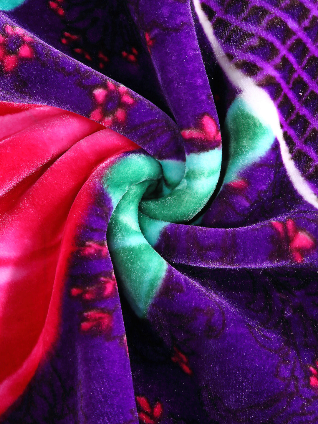 Arrabi Purple Floral Polyester 950 GSM King Size Double Bed Blanket (225 x 210 cm )