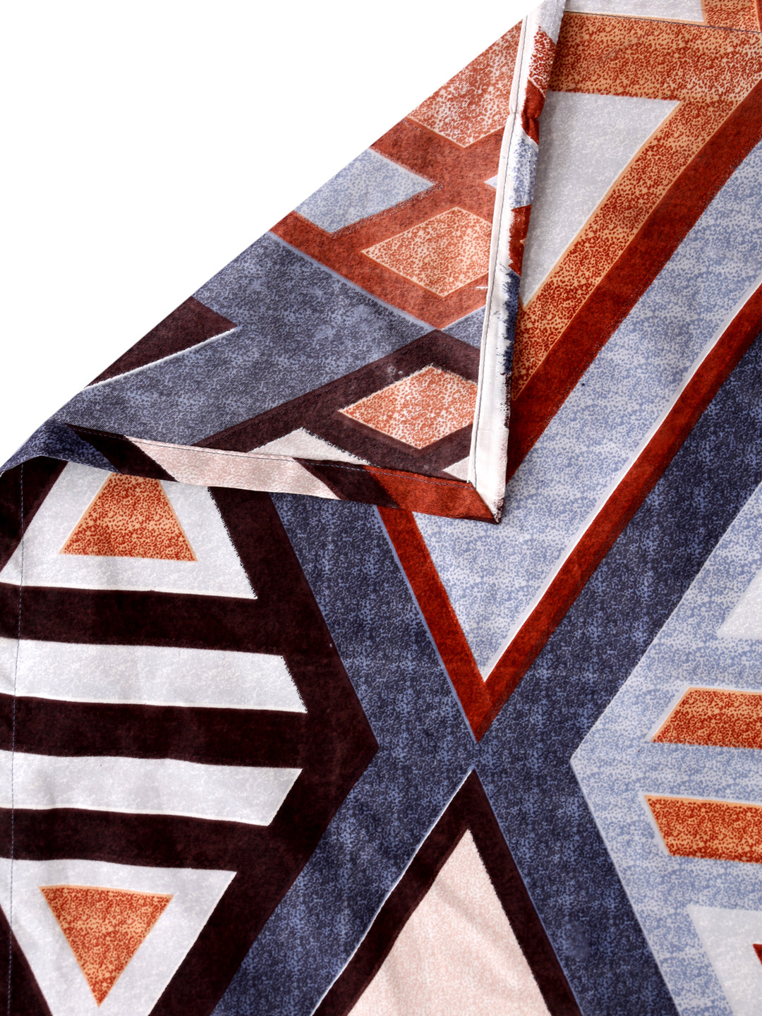 Arrabi Multi Geometric TC Cotton Blend Double Size Fitted Bedsheet with 2 Pillow Covers (250 X 220 cm)