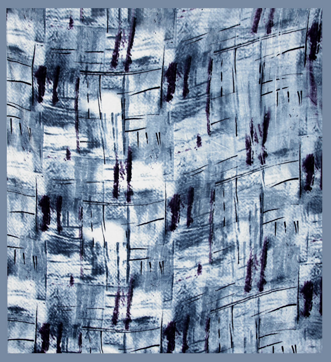 Arrabi Blue Abstract Wool Blend 950 GSM Full Size Double Bed Blanket (230 X 200 cm)